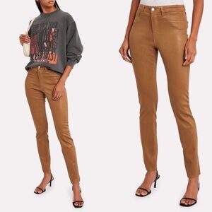 L'agence Marguerite Coated High Rise Skinny Jean Java Brown Size 25